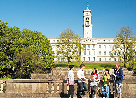 The iconic Trent Building on University Park Campus, The University of Nottingham.